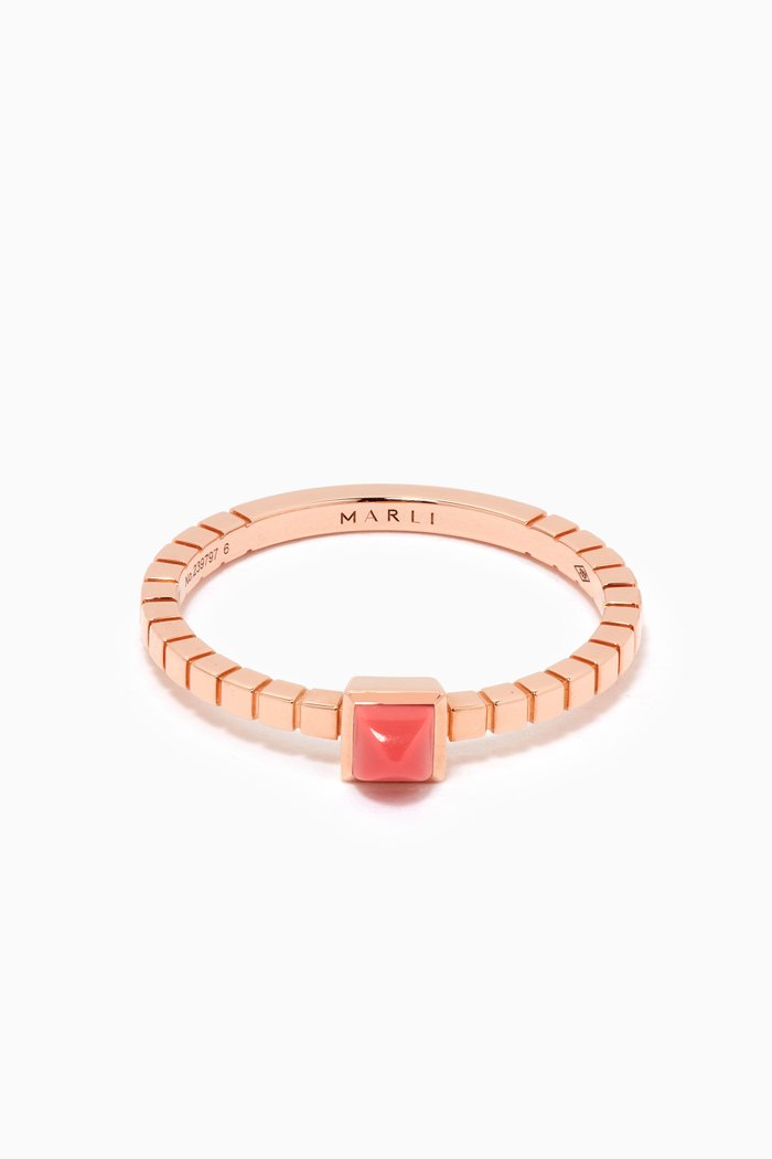 

Cleo Lotus Coral Ring in 18kt Rose Gold
