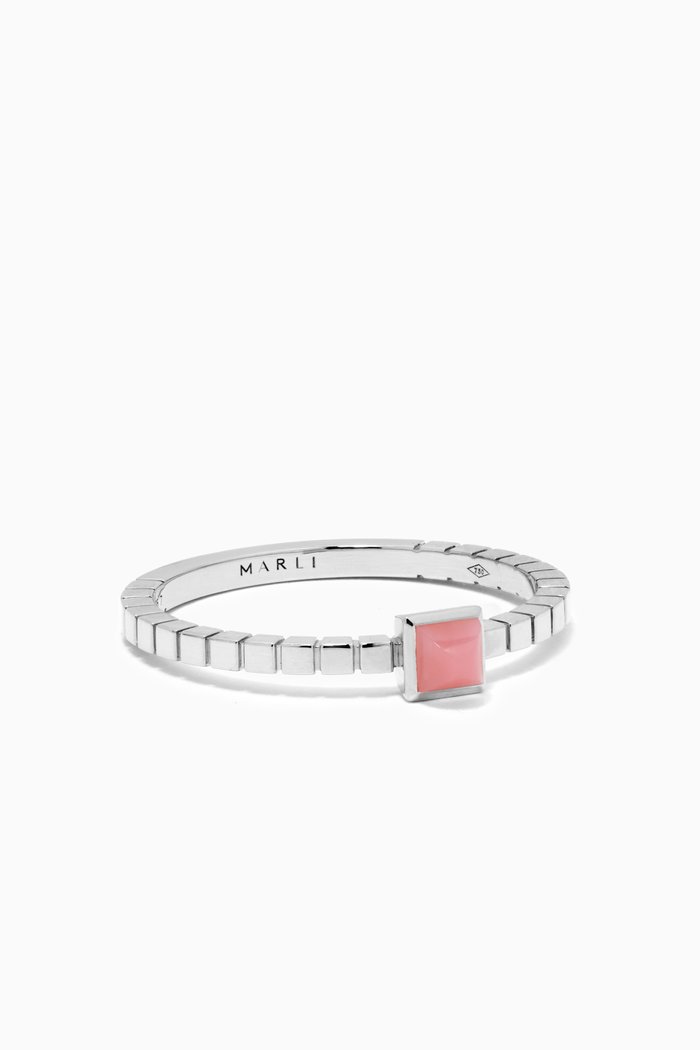 

Cleo Lotus Pink Opal Ring in 18kt White Gold, Silver