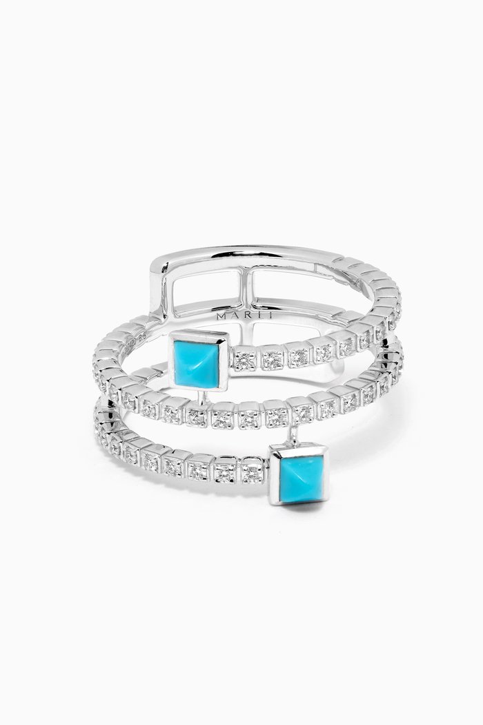

Cleo Lotus Diamond Twist Ring in 18kt White Gold, Silver