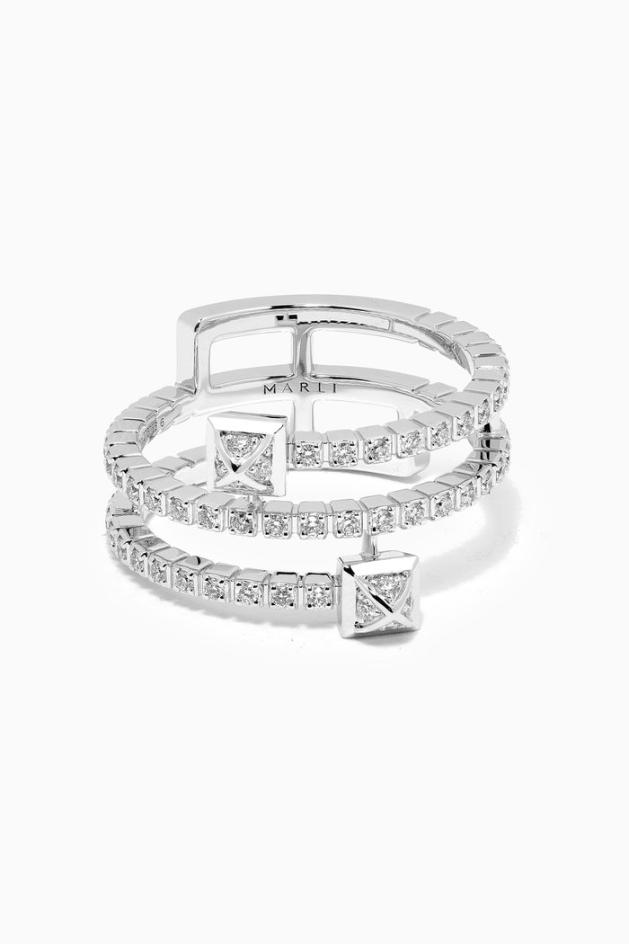

Cleo Lotus Diamond Twist Ring in 18kt White Gold, Silver