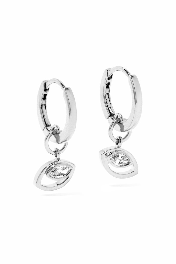 Rock Diamond Earrings in 18kt White Gold, Silver