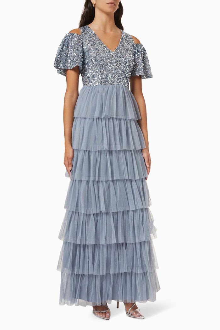 

Sequin Embellished Maxi Dress, Blue