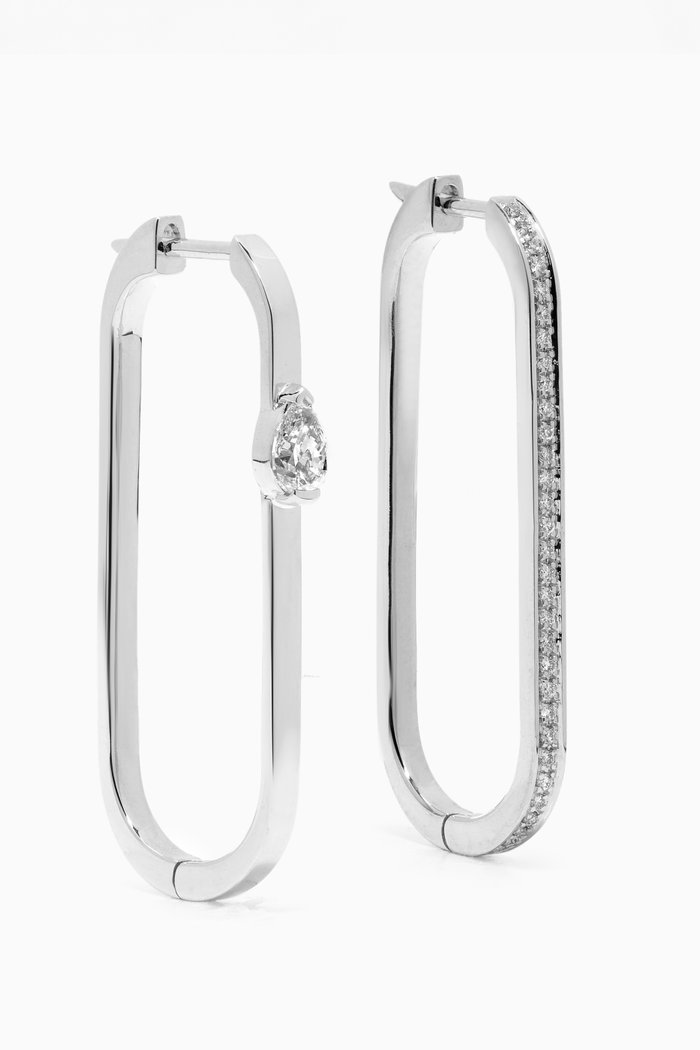 

Cambre Asymmetric Huggies in 18kt White Gold, Silver