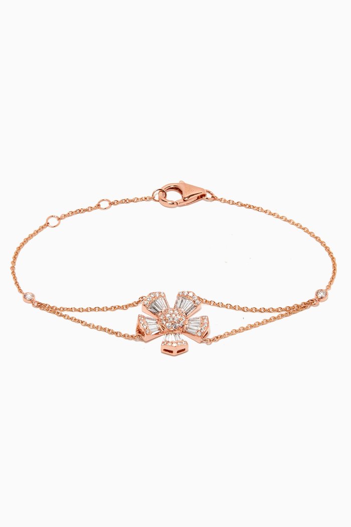 

Fleur Mini Diamond Chain Bracelet in 18kt Rose Gold