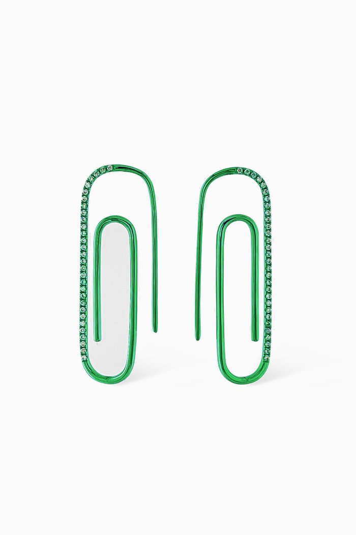 

Le Clip Diamond Earrings in 18kt White Gold, Green