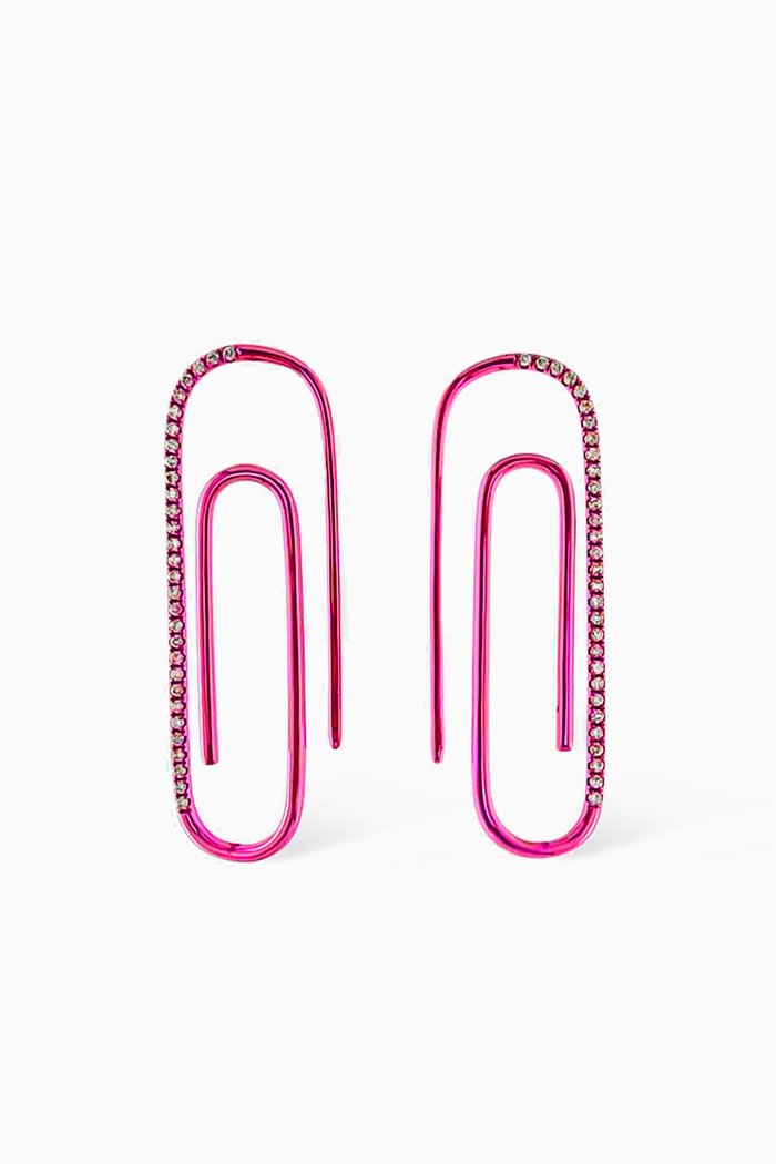

Le Clip Diamond Earrings in 18kt White Gold, Pink