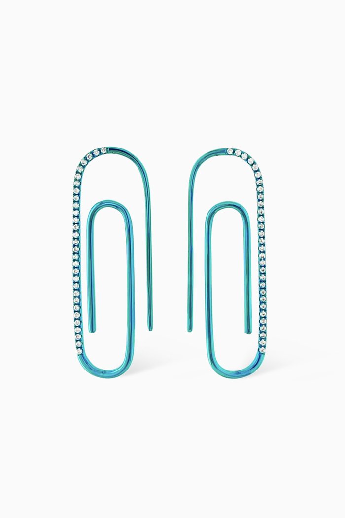 

Le Clip Diamond Earrings in 18kt White Gold, Blue