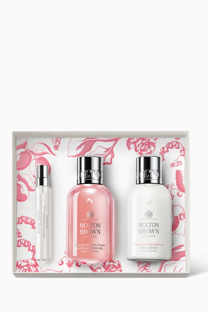 Delicious Rhubarb & Rose Travel Gift Set, Multicolour