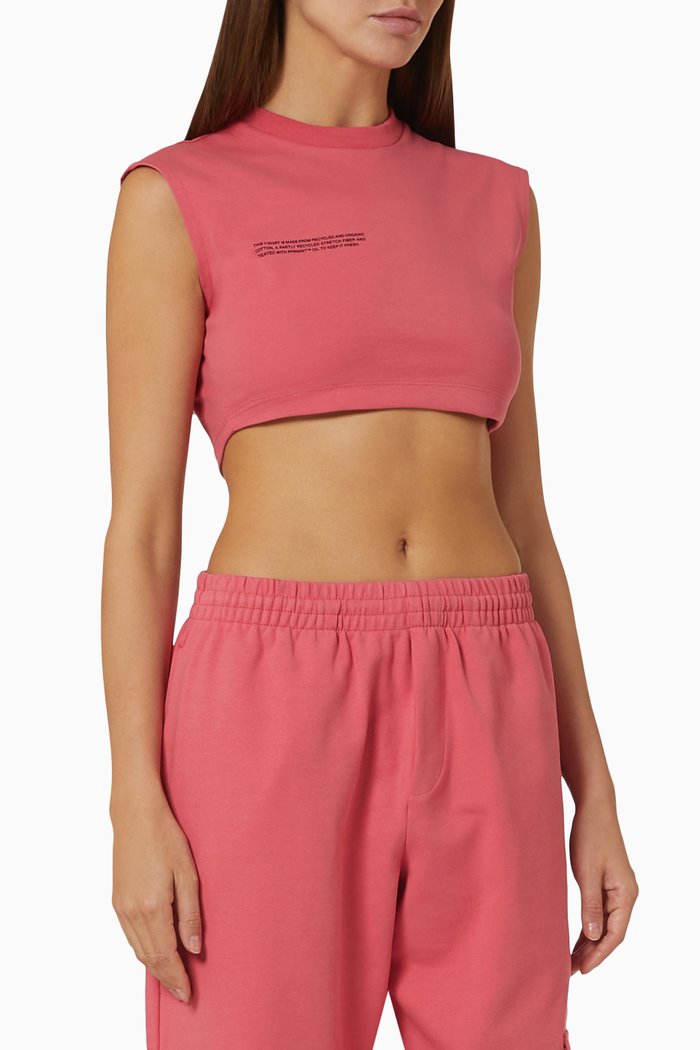 

Recycled Cotton Fitted Crop T-shirt, Pink