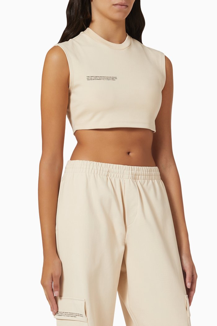 

Recycled Cotton Fitted Crop T-shirt, Neutral