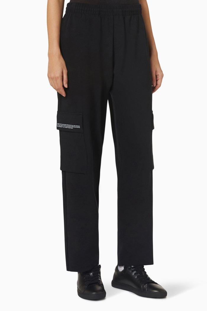 

Recycled Cotton Jersey Cargo Pants, Black