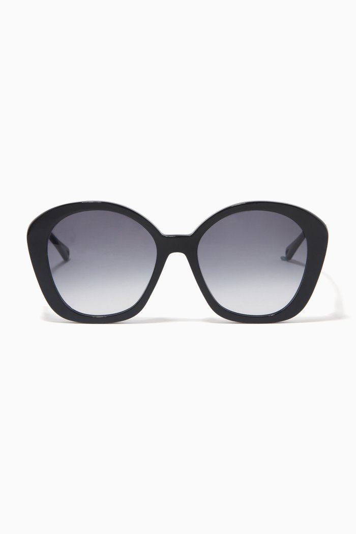 

Oversized Round Sunglasses in Acetate, Black