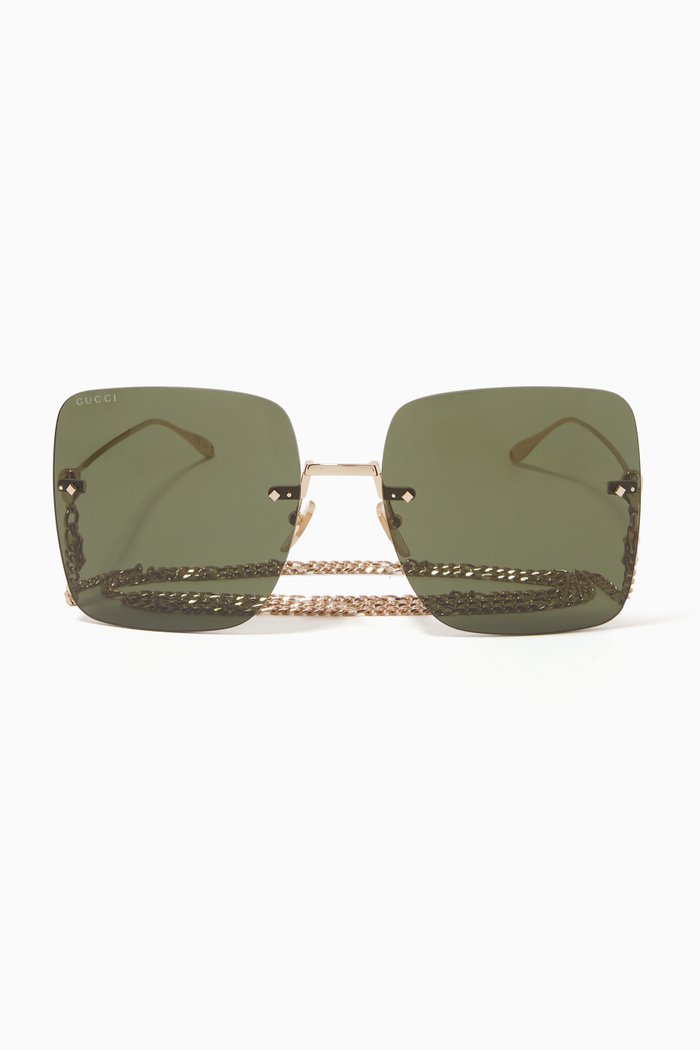 

Oversized Square Frame Sunglasses in Metal, Gold
