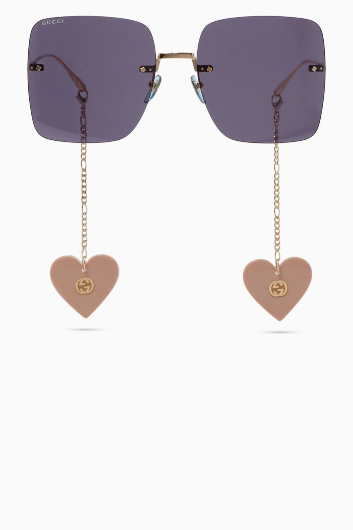 

Square Frame Sunglasses in Metal, Gold