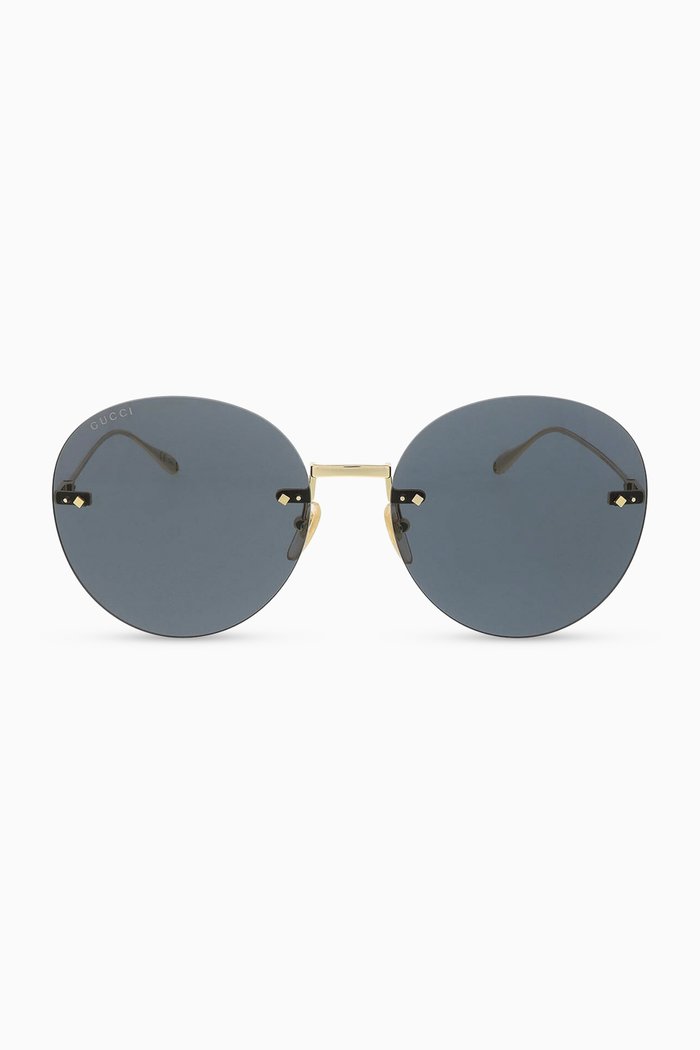 

Round Frame Sunglasses in Metal, Gold
