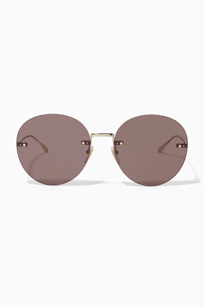 

Round Sunglasses in Metal, Gold