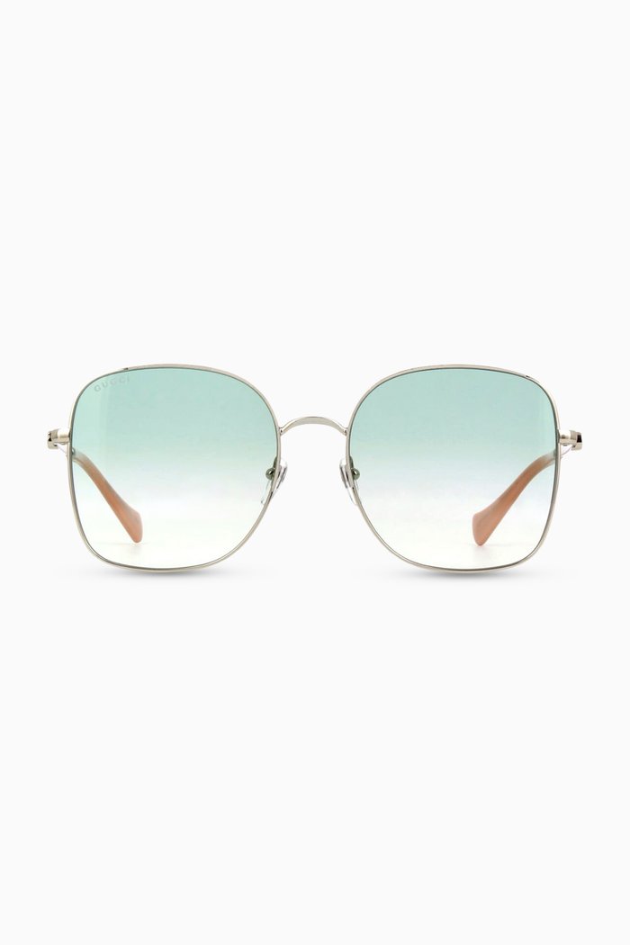 

Square Frame Sunglasses in Metal, Gold