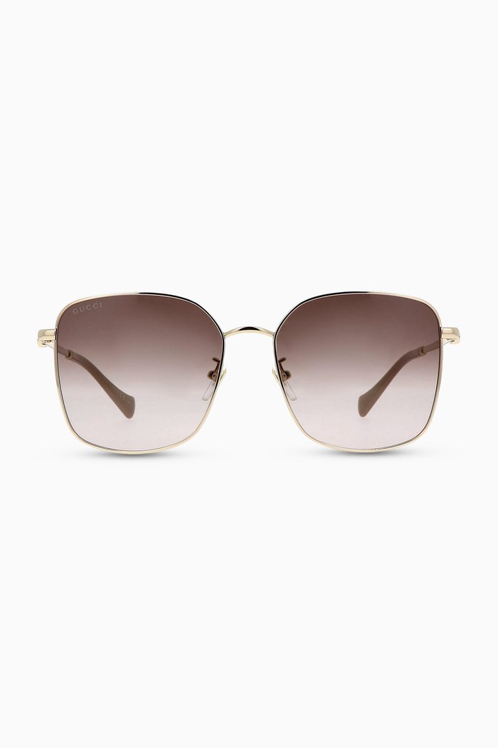 Square Frame Sunglasses in Metal, Gold