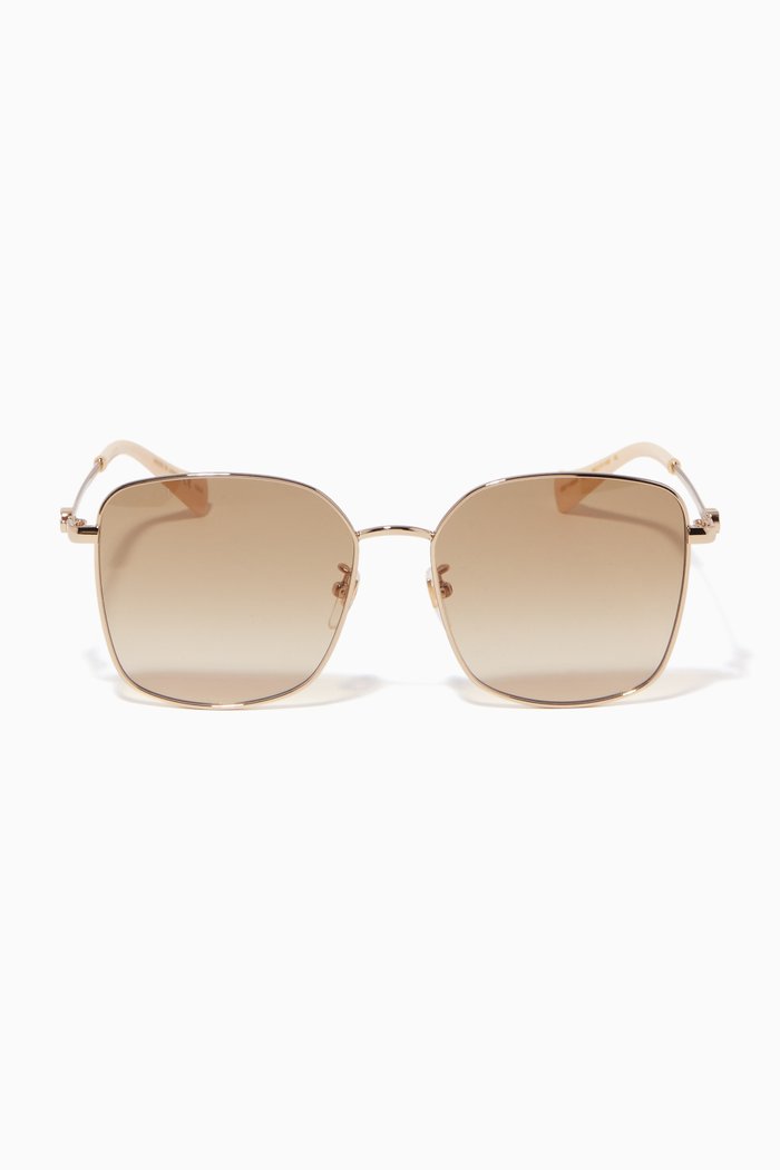 

Square Frame Sunglasses in Metal, Gold