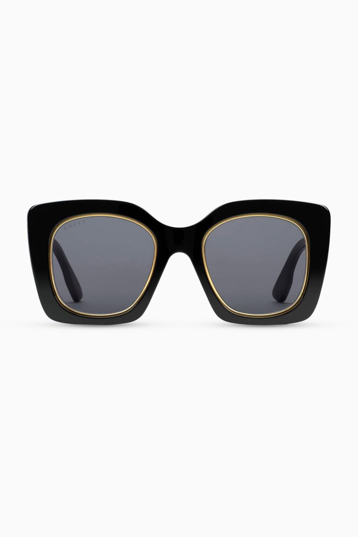 Cat Eye Sunglasses in Acetate, Black