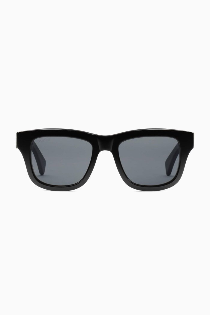 

Rectangular Frame Sunglasses in Acetate, Black