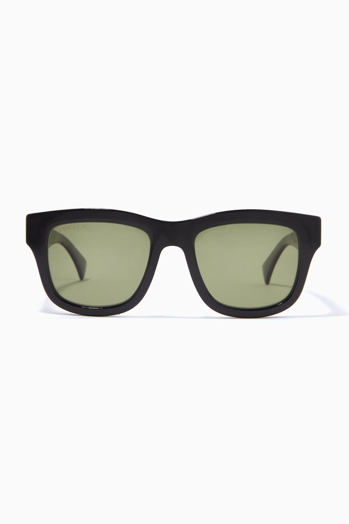 

Rectangular Frame Sunglasses in Acetate, Black