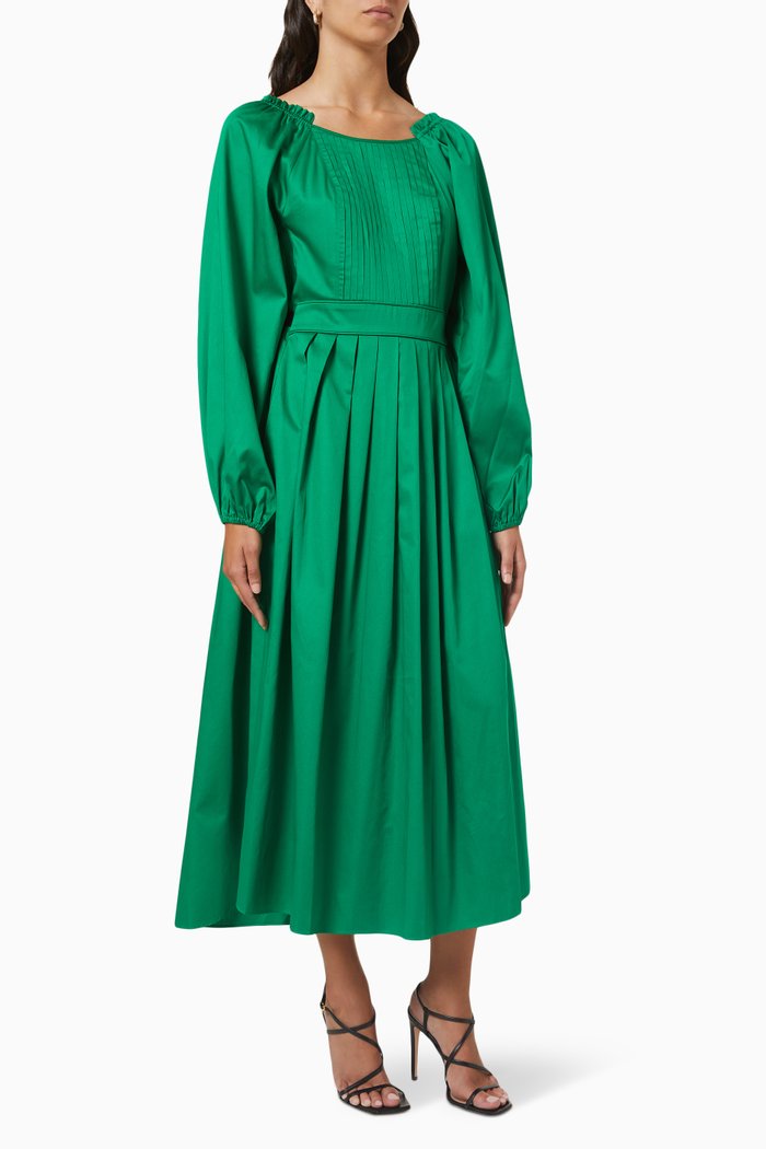 

Pleated Long Dress, Green