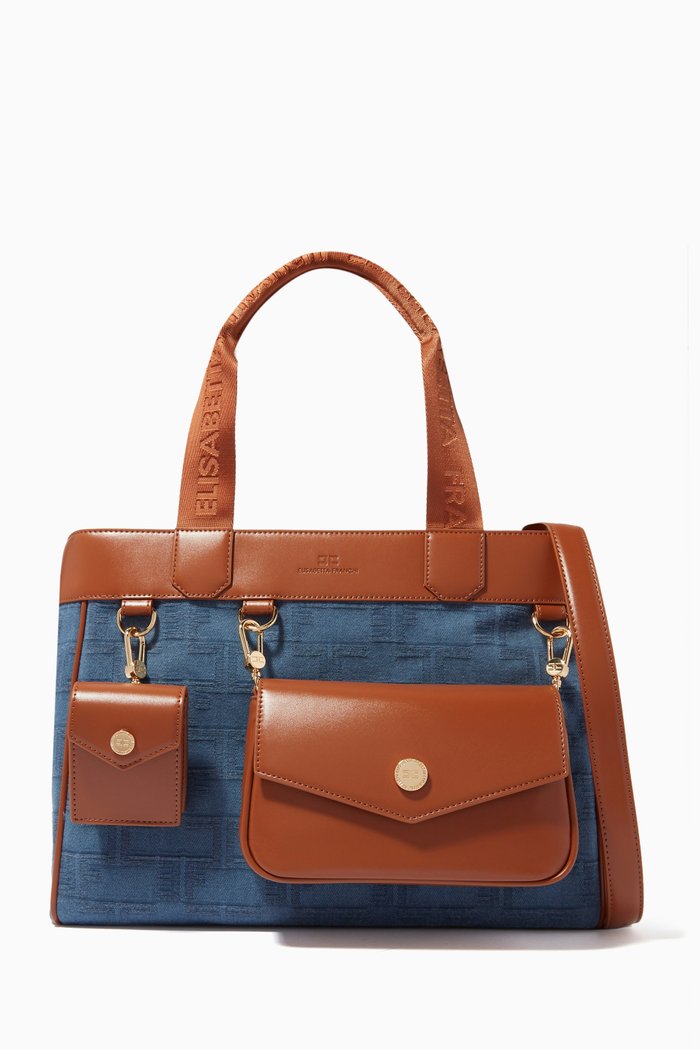 

Utility Tote Bag in Jacquard Logo Denim, Blue