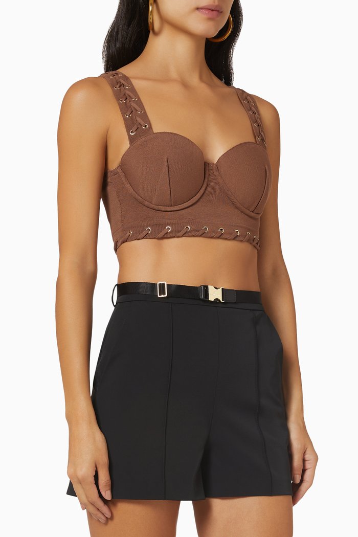 

Lace Up Bustier Top, Brown