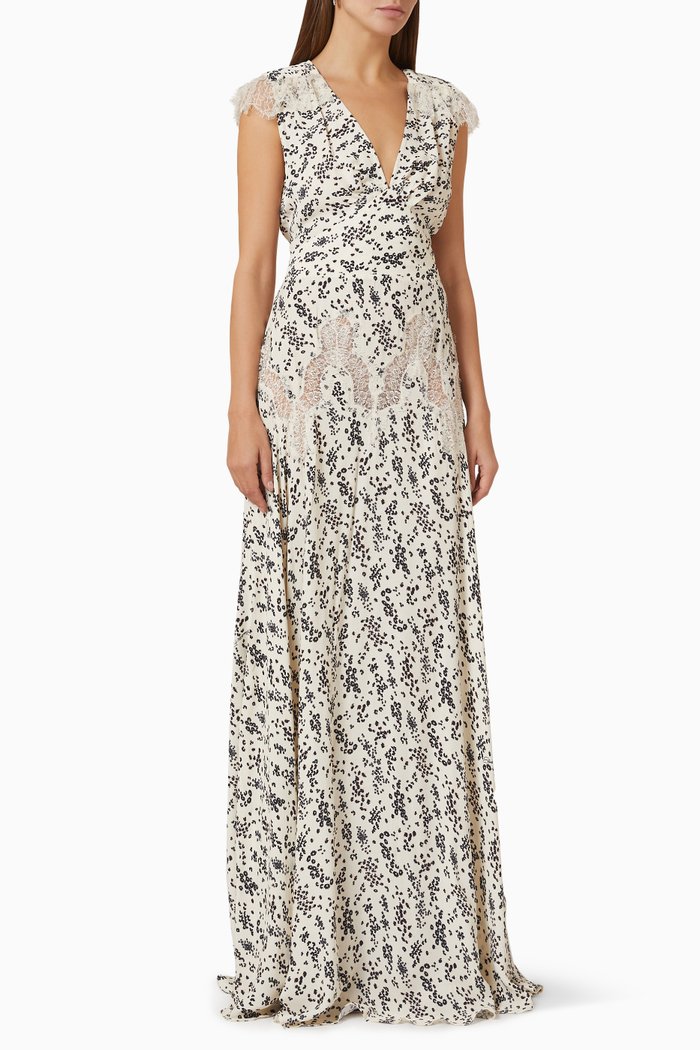 

Mermaid Gown with Lace Inserts in Satin, Neutral