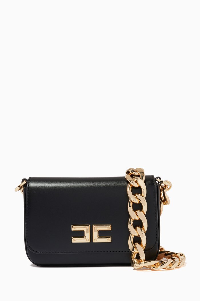 

Logo Mini Bag in Scuffed-effect Faux Leather, Black