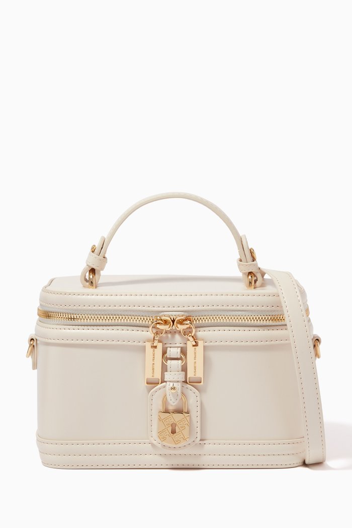 

Logo Padlock Rectangular Vanity Bag in Faux Leather, Neutral