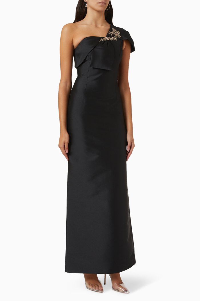 

Ines Crystal-Applique Gown, Black
