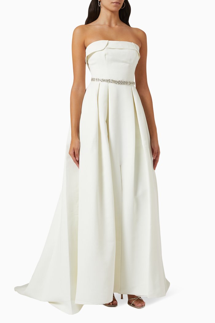 

Brielle Embellished Waistband Gown, White