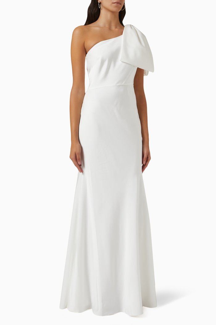 

Aubrey One-Shoulder Gown, White