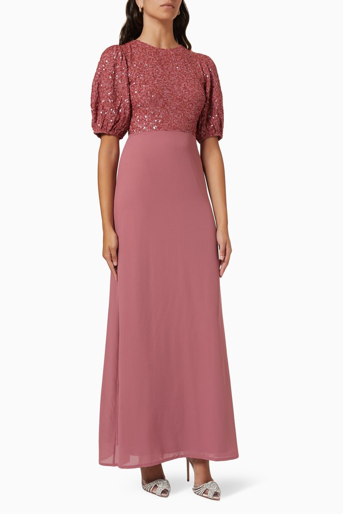

Sequin Embellished Gown, Orange