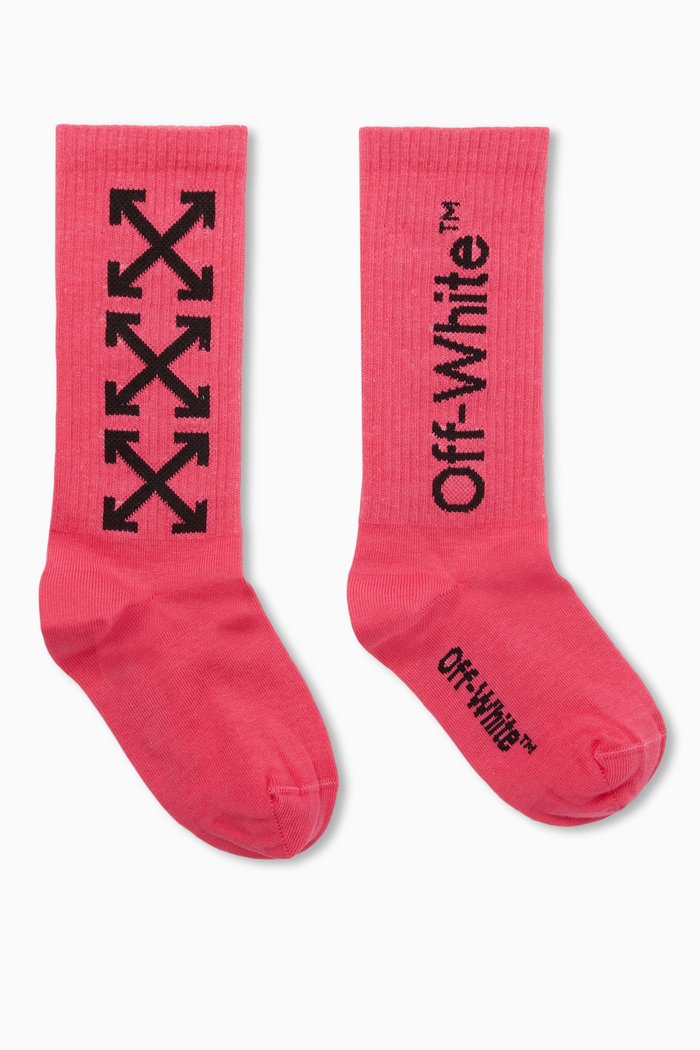 

Logo Socks in Cotton Blend Knit, Red