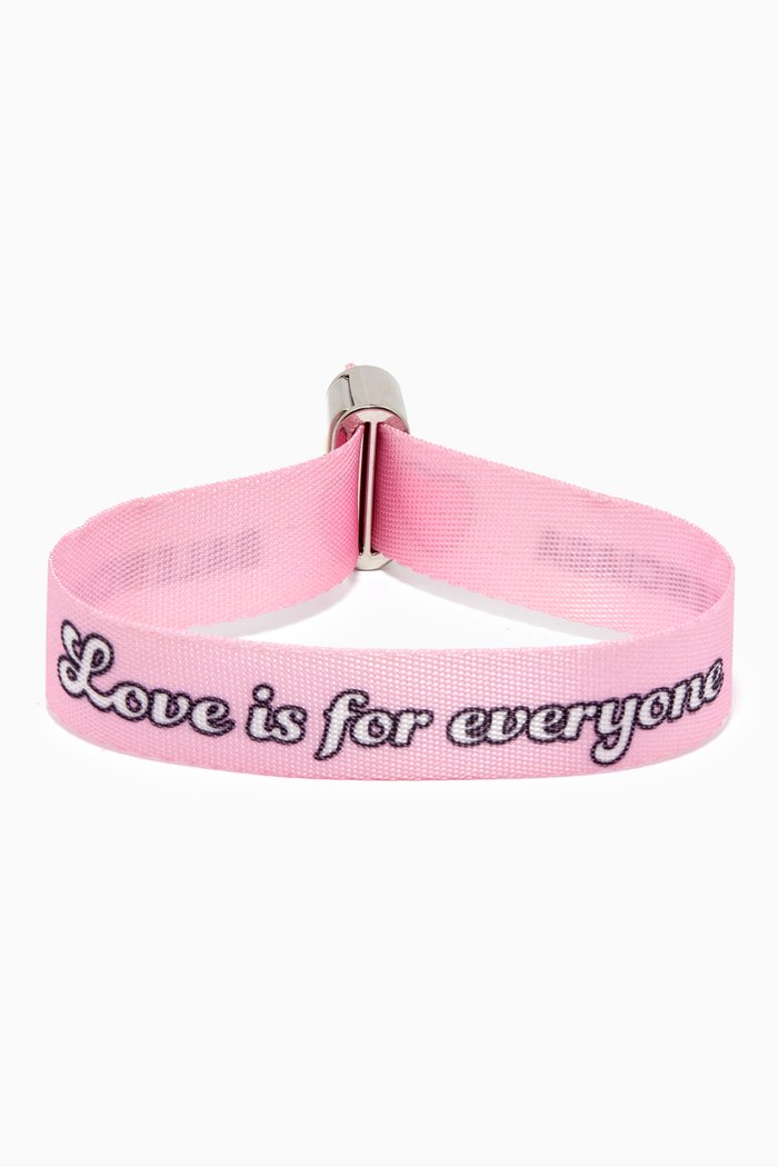 

Party Bracelet in Fabric & Brass, Pink