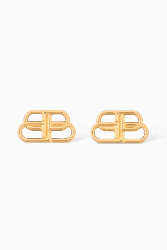 BB Small Stud Earrings in Brass, Gold