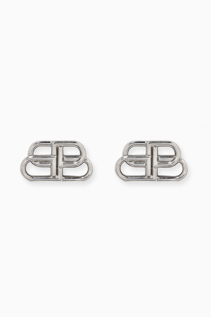 BB Small Stud Earrings in Brass, Silver