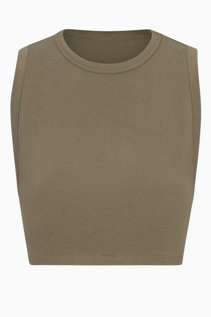 

Boyfriend Crop Tank Top in Cotton-modal Blend, Green