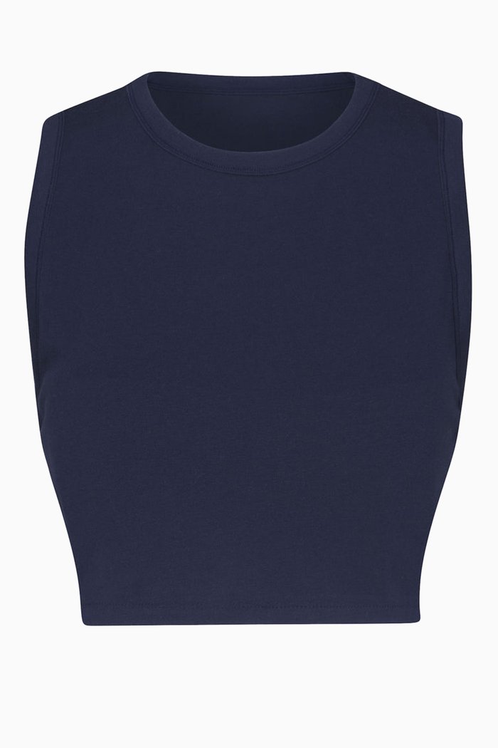 

Boyfriend Crop Tank Top in Cotton-modal Blend, Blue
