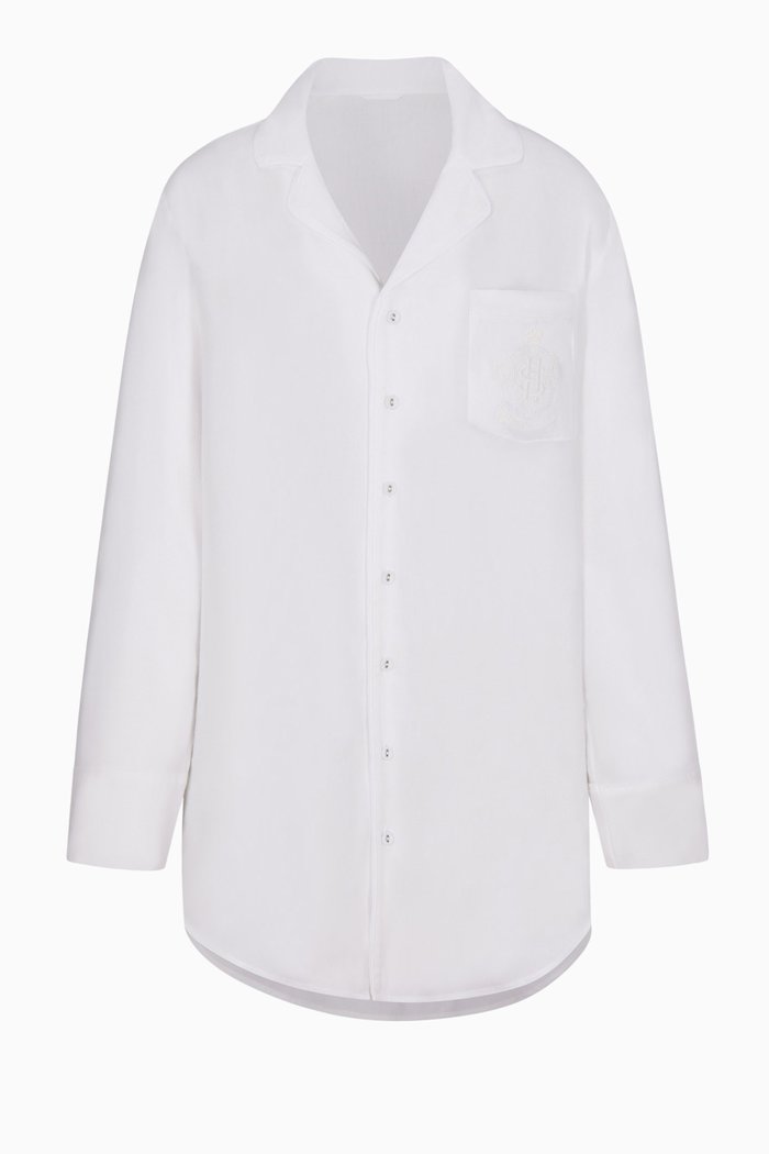 

Hotel Sleep Dress in Cotton Blend, White