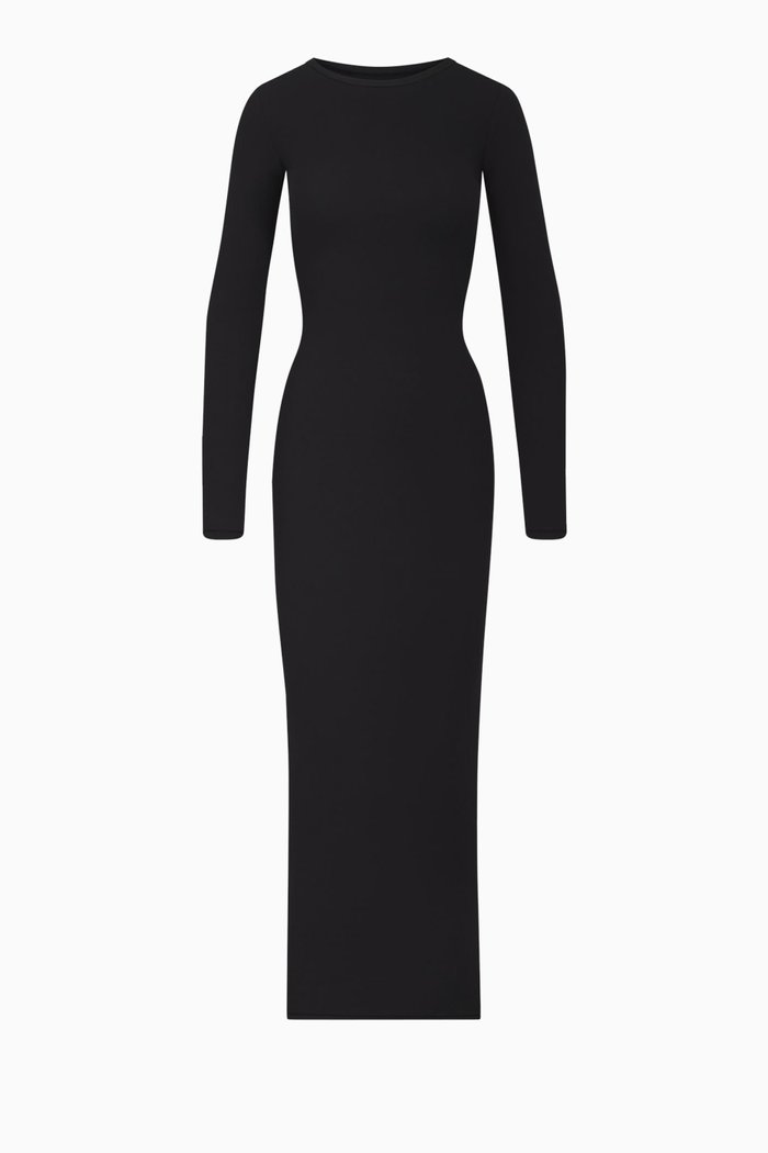 

Fits Everybody Crew Neck Long Sleeve Dress, Black