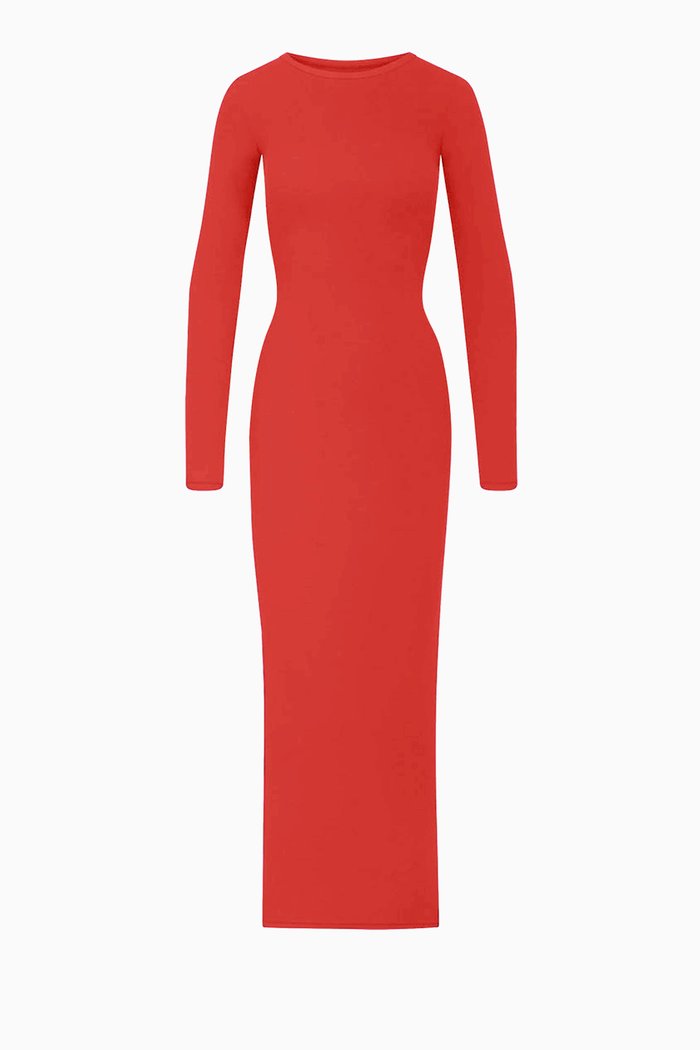 

Fits Everybody Crew Neck Long Sleeve Dress, Pink
