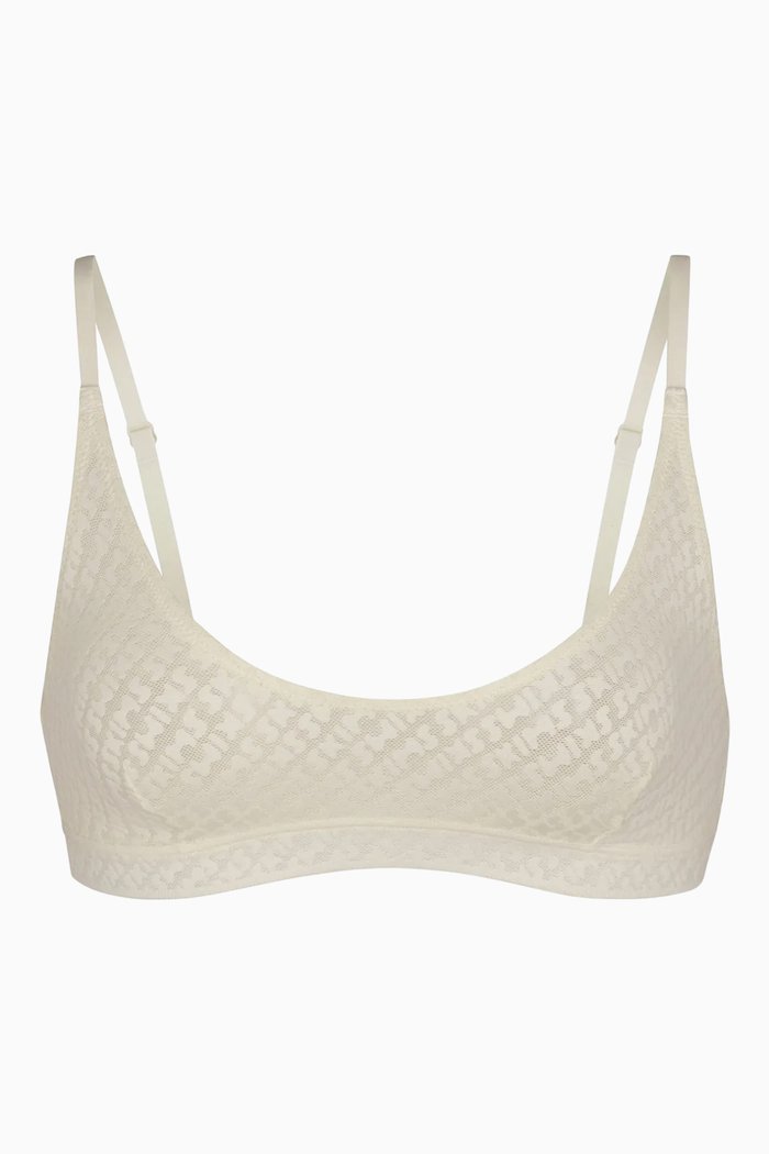 Logo-mesh Skimpy Triangle Bra in Stretch-nylon, White