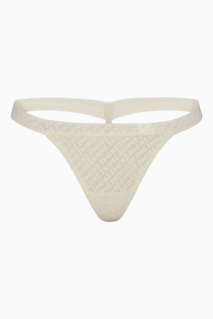

Logo-mesh Skimpy Thongs in Stretch-nylon, White