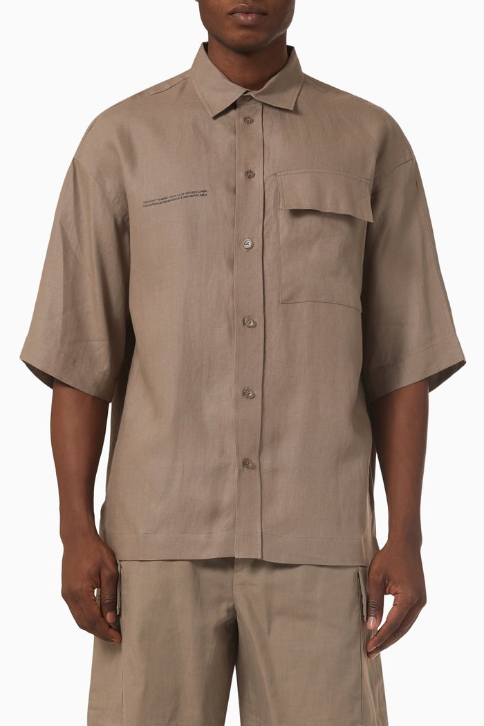 

Short Sleeve Shirt in Aloe Linen, Neutral