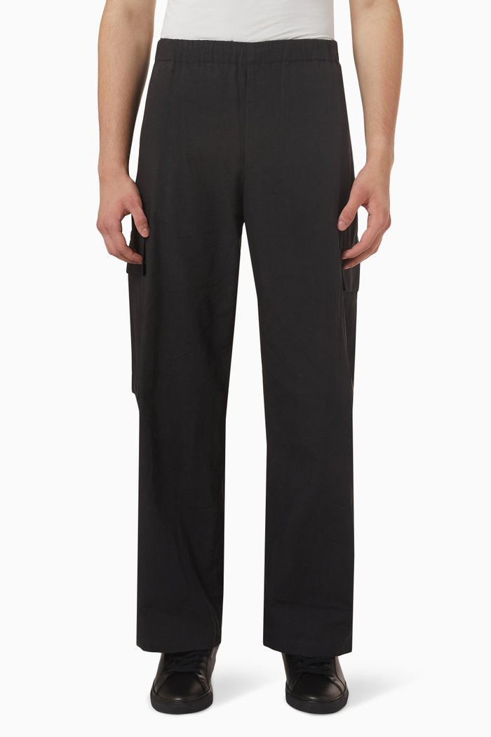 

Cargo Pants in Organic Cotton Linen-blend, Black