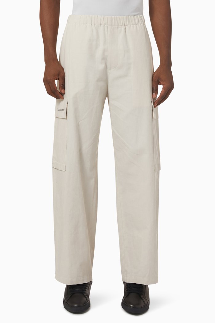 Cargo Pants in Organic Cotton Linen-blend, Grey